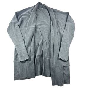 lululemon Sit in Lotus Wrap Cardigan Sweater L Gray Athleisure Drape Open 2 Ways